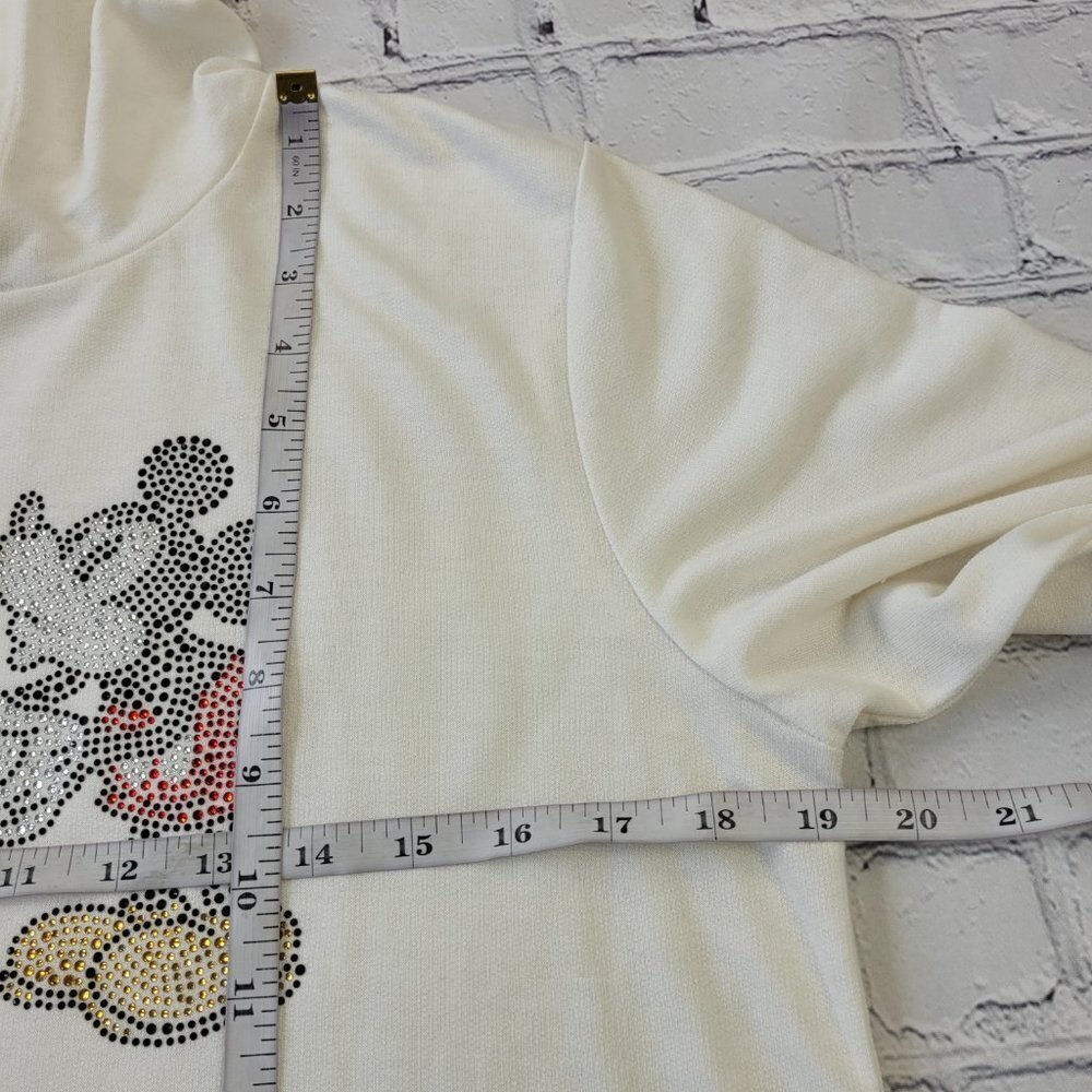 ✅ Disney Parks woman’s Minnie&Mickey hooded sweatshirt size M ivory white - Picture 3 of 10